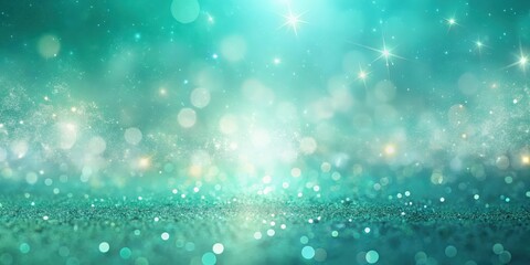 Aufkleber - Abstract teal and silver glitter background with bokeh lights and a dreamy, magical atmosphere