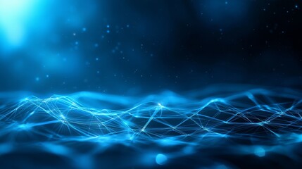 Fototapete - A vibrant blue abstract representation of interconnected waves and networks, suggesting technology, data flow, and digital communication.