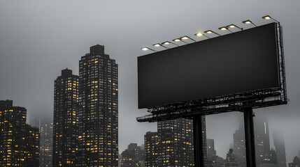 Wall Mural - Blank billboard in city at night.