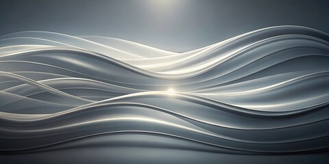 Leinwandbilder - Abstract Silver Wave Pattern with a Soft, Glowing Light