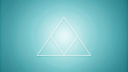 Aufkleber - A single white triangle made up of four smaller triangles on a light blue background