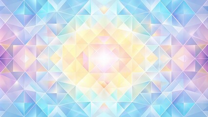 Aufkleber - A symmetrical abstract pattern of iridescent triangles with a bright white glow in the center.