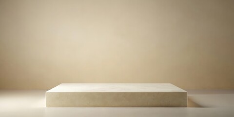 Poster - A Minimalist Stone Podium on a Cream Background, Ideal for Product Photography and Branding Displays
