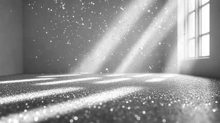 Aufkleber - A serene room filled with sunlight and shimmering particles creating a tranquil atmosphere.