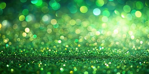 Poster - Sparkling Emerald Glitter with Bokeh Lights, a Festive Background