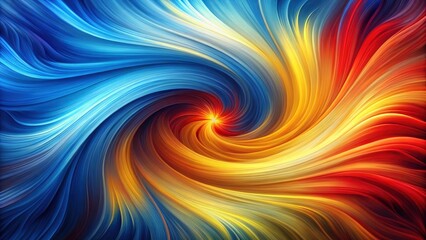 Poster - A swirling abstract vortex of vibrant blue, yellow, orange, and red hues, creating a dynamic and captivating visual experience.