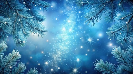 Aufkleber - Frosted Pine Branches Frame a Sky Filled with Sparkling Dust and Twinkling Stars