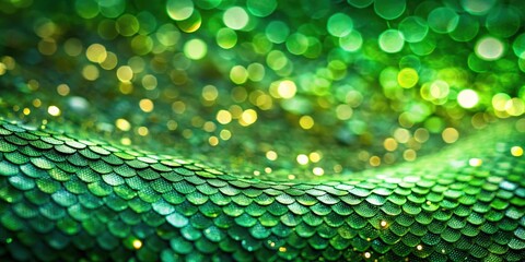 Poster - Emerald Green Glitter Scales with a Bokeh Background