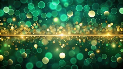 Aufkleber - Abstract Green and Gold Bokeh Background with a Golden Glow and Scattered Sparkle