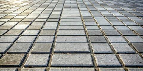 Leinwandbilder - A perspective view of a paved walkway, showcasing the intricate pattern of rectangular tiles, with a soft light casting subtle shadows and highlighting the textured surface.