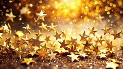 Aufkleber - A cascade of golden stars against a twinkling background, illuminating a scene of celebration and hope.