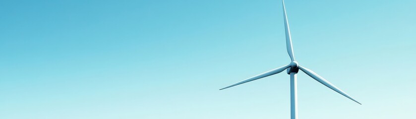 Poster - A Single Modern Wind Turbine Against a Clear Blue Sky Highlighting Renewable Energy and Sustainable Technology for Environmental Conservation and Clean Energy Solutions