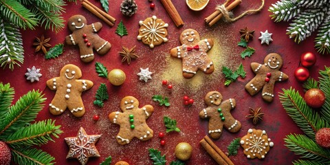 Poster - A Festive Spread of Gingerbread Men, Cinnamon Sticks, and Festive Decorations for a Sweet Christmas Celebration
