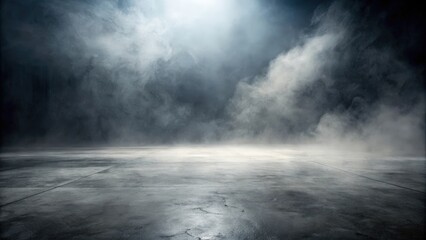 Leinwandbilder - Ethereal Fog Envelops a Serene Concrete Surface with a Single Beam of Light Piercing Through the Veil