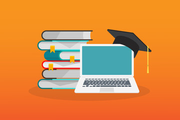 Wall Mural - online learning. concept of webinar, business online training, education on computer or e-learning c