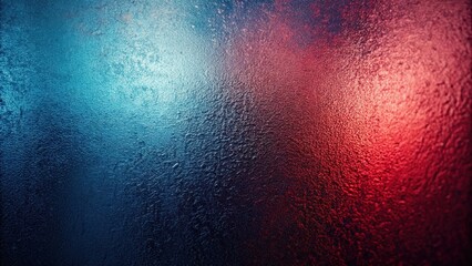 Poster - Abstract textured background with vibrant blue and red hues, reminiscent of a frosted window pane with light shining through
