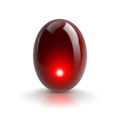 Wall Mural - A glossy red oval object with a glowing white light at its base, set against a minimalistic background.