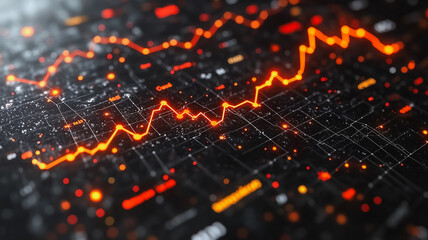 Poster - a graph with red lines and numbers is displayed on a black background