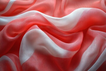 Aufkleber - Crumpled Red Fabric Texture Background with White Stripe for Urban Vintage Design