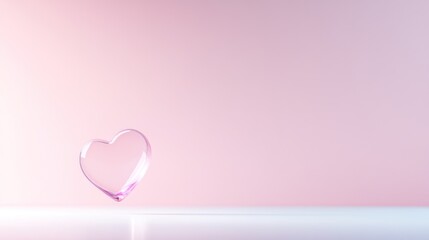 Poster - A gentle pink background enhances the delicate appearance of translucent hearts gently floating. This minimalistic design evokes feelings of love and tranquility, perfect for decoration