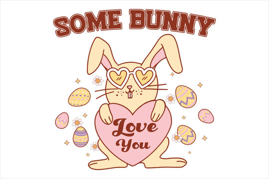 Easter T shirt Design, Retro Easter Design, Bunny, Sublimation