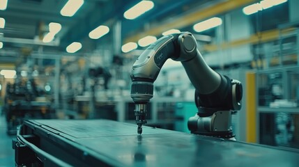 Poster - A robotic arm performing a task in an industrial setting, highlighting its precision and advanced capabilities in modern technology. 