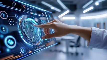 Poster - Futuristic Holographic Interface with Gesture Controlled Data Visualization and Digital Innovation