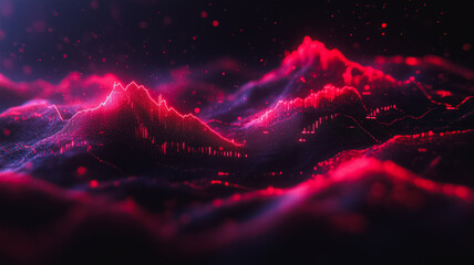 Poster - a computer generated image of a mountain range with red and black colors