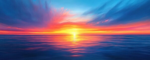 Canvas Print - Tranquil Ocean Sunset with Vibrant Colors and Soft Brush Strokes in Impressionist Style