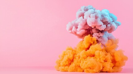 Poster - Vibrant Explosion of Color and Smoke in a Dynamic Abstract Composition