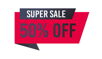 Wall Mural - Super sale 50 % off banner, Sale 50% off, Sale label