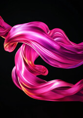 Poster - A stunning display of pink waves swirling elegantly against a black background, capturing the essence of motion, fluidity, and artistry in a dynamic form.