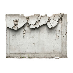 Wall Mural - Cracked concrete wall with broken sections, showcasing wear and deterioration.