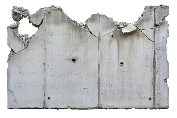 Wall Mural - A cracked concrete wall with uneven edges and small holes, suggesting wear and age.