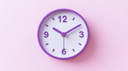 Poster - Colorful wall clock with purple accents on a pink background, displaying time clearly.