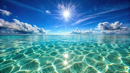 crystal clear seawater glistening under the sun , ocean, sea, water, clear,pristine, pure, blue, nat