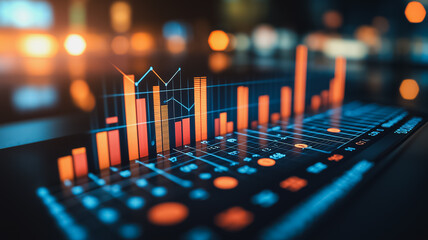Poster - A computer screen shows a graph with red and orange bars