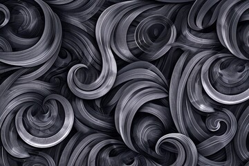 Poster - Intricate swirls of black and gray intertwine, forming a mesmerizing abstract pattern that evokes a sense of depth and movement, suitable for artistic design applications.