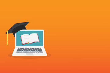 Wall Mural - online learning. concept of webinar, business online training, education on computer or e-learning c