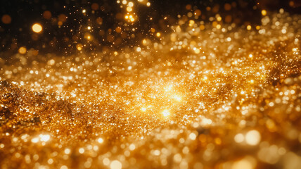 Poster - A gold glittery background with a lot of sparkles