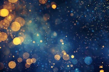 Poster - A blend of sparkling golden and blue bokeh lights fills the dark background, creating a magical and festive atmosphere perfect for celebrations and special occasions.