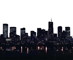 Wall Mural - Night city skyline silhouette with lights