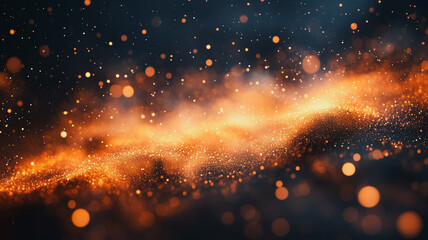 Poster - A blurry image of a starry night sky with a bright orange glow