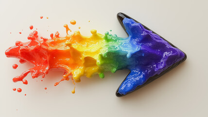 Poster - A rainbow spray of paint is splattered across a white background