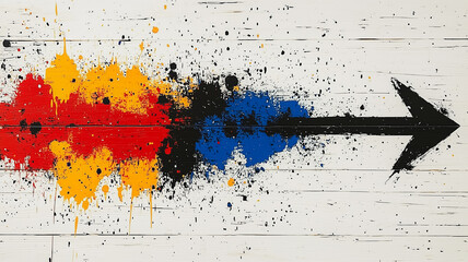 Poster - A colorful arrow is painted on a white background
