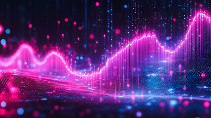 Poster - A colorful, abstract image with pink and blue lines and dots