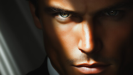 Poster - A man with a serious expression and a beard