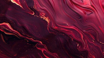 Wall Mural - 4k Amazing abstract maroon curved silk texture. 3d banner dark royal red color. Oil marble trendy dynamic art with glowing effect. Wavy fluid modern deluxe background. Passion lovely banner. Romantic