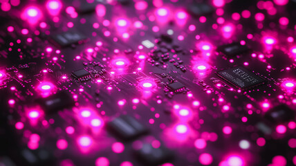 Poster - A computer chip with many small lights on it