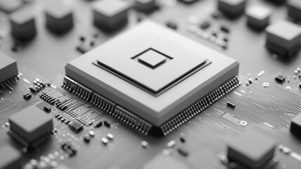 Poster - A computer chip is shown in a close up